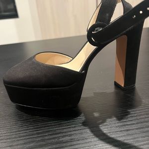Platform black suede heels never worn